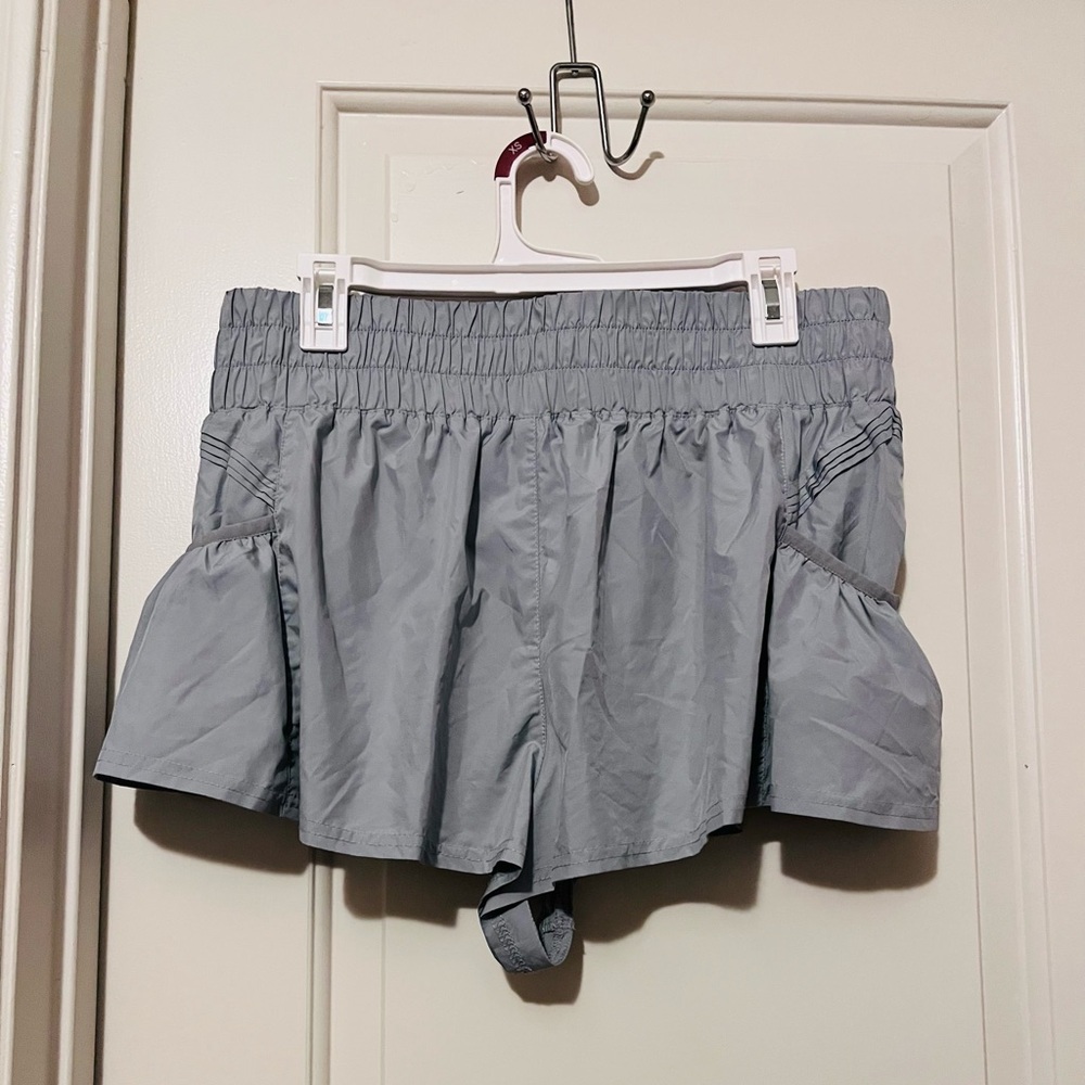 Free People Movement High Waisted Light Blue Grey Shorts - Picture 6 of 8
